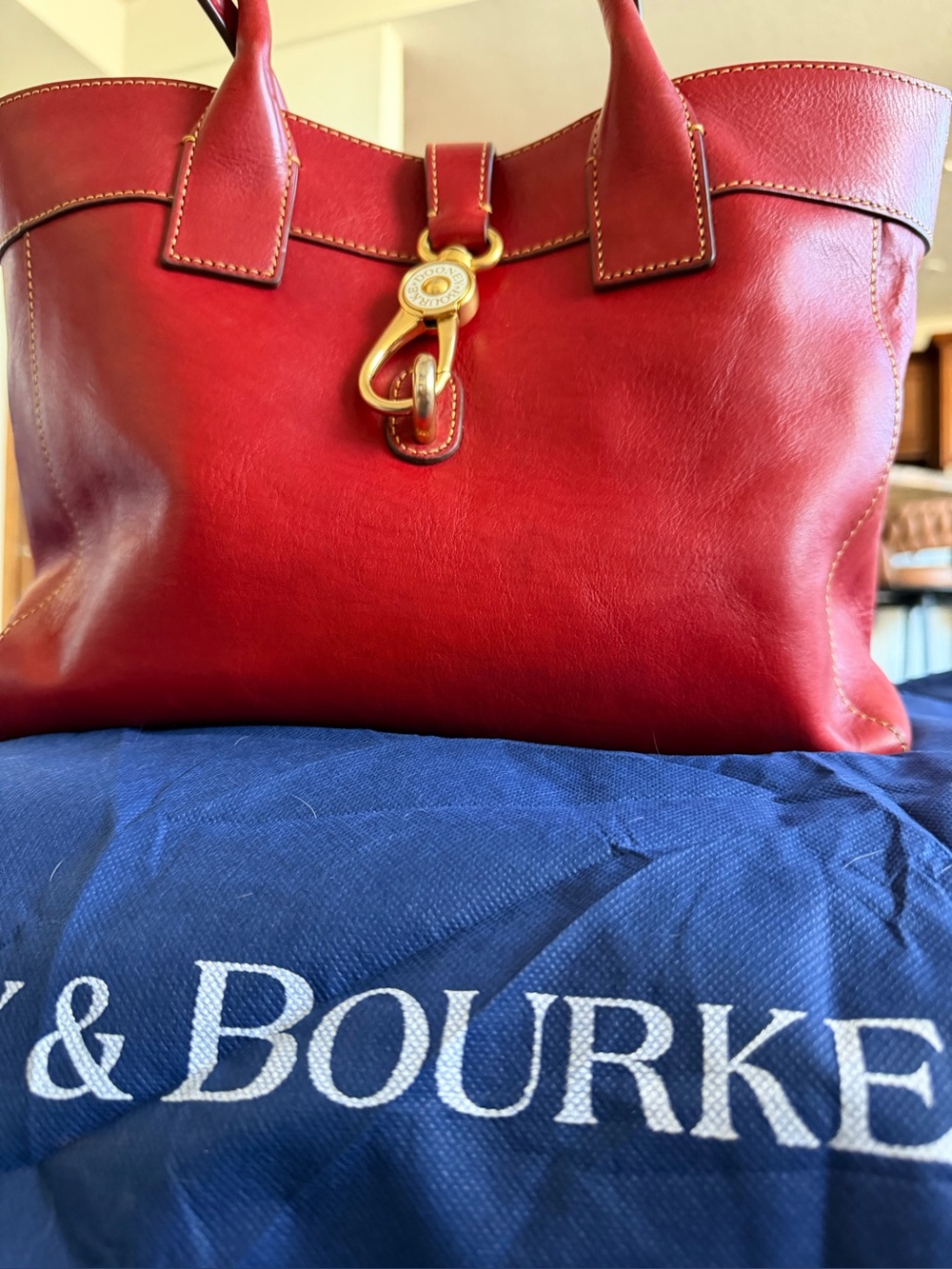 Dooney & Bourke Amelia Red Vachetta Leather Tote